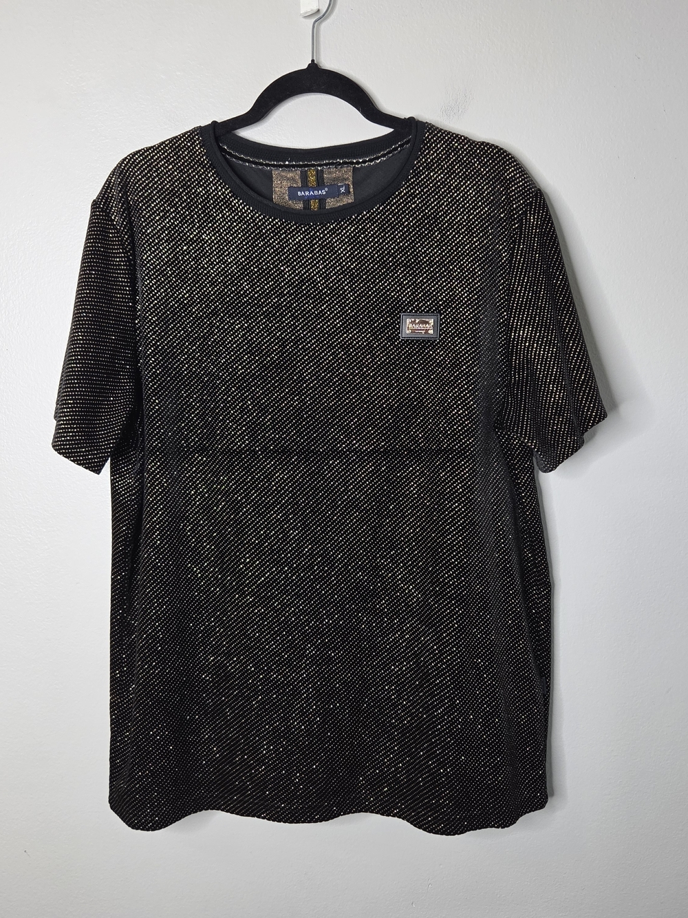 Barabas Black Gold Metallic Dot Crew Neck T-Shirt